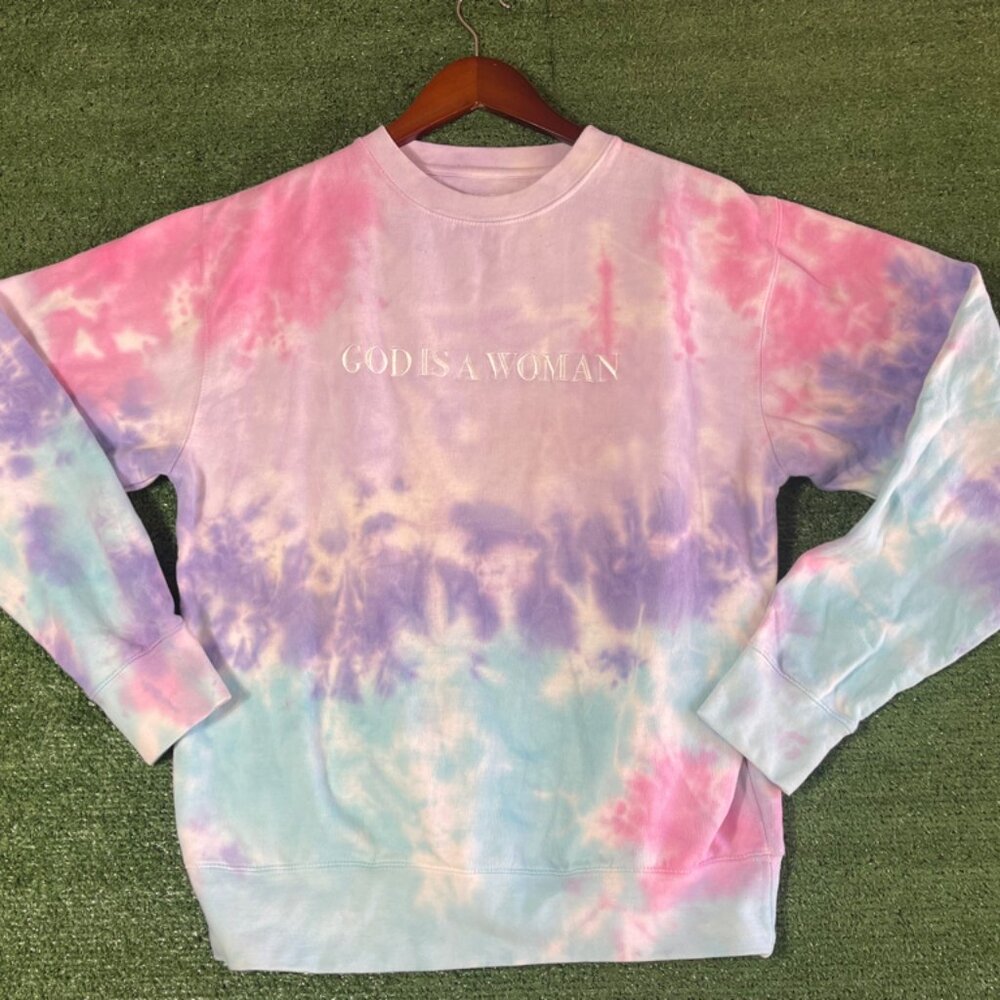 Ariana Grande God Is A Women Embridered Tie Dye Crewneck S
